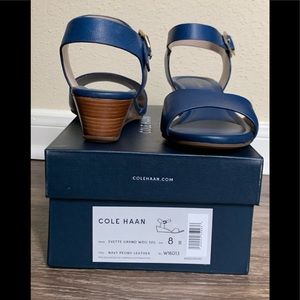 Sz8B Cole Haan Blue Wedge Sandals